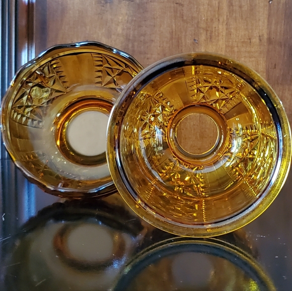 XL 6.5" Amber Glass "Stars and Bars" Fairy Lamp by Anchor Hocking - Picture 6 of 15